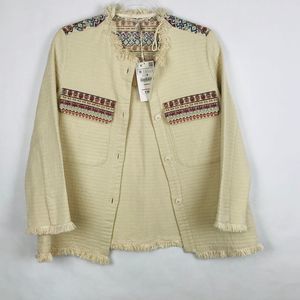 TRF Outerwear Zara  Embroidered Fringed Jacket